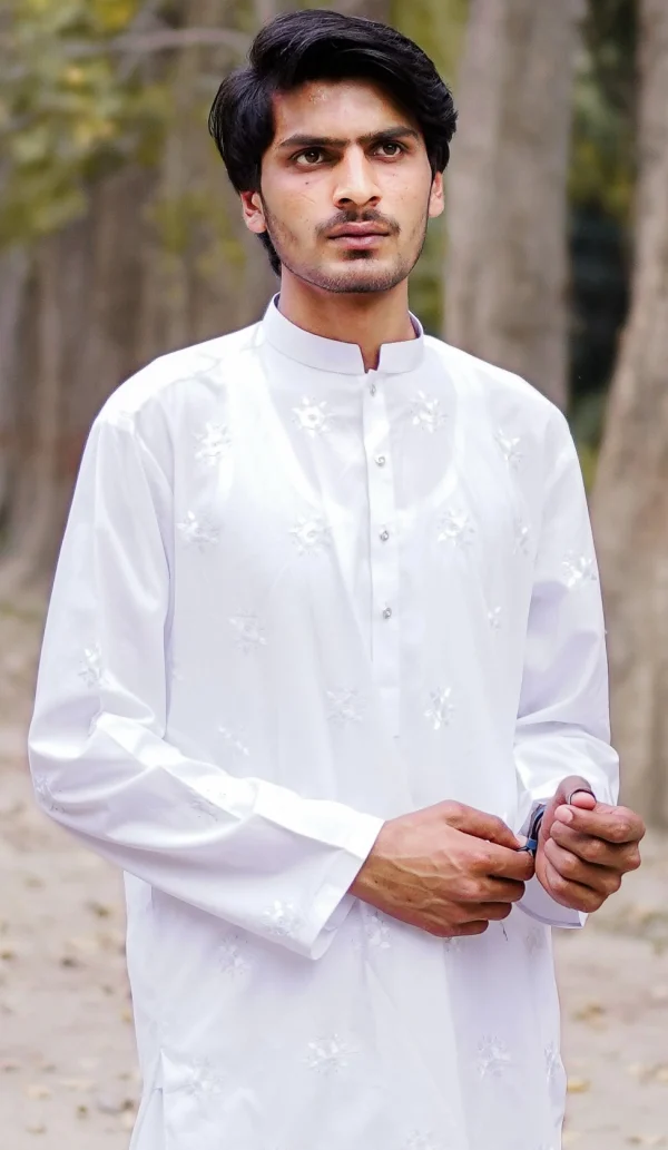 Salaar (Black and White) Handmade Embroidered Kurta